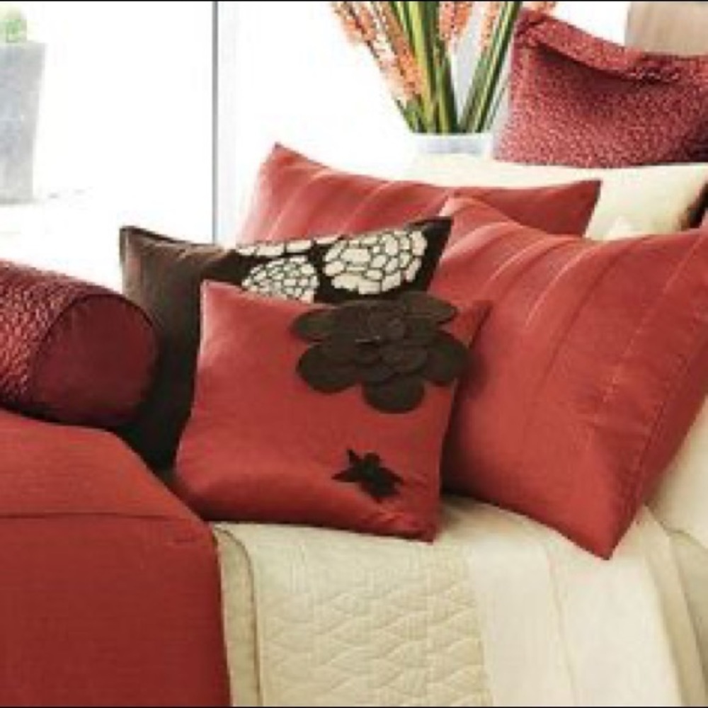 Simply Vera Vera Wang Red Throw Pillow With Floral Accents